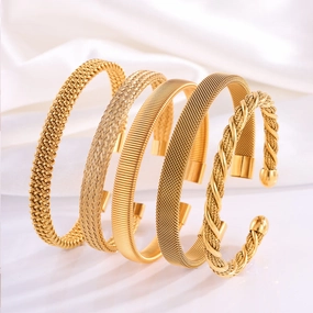 Wholesale Titanium Steel Elastic Irregular Open Bracelet