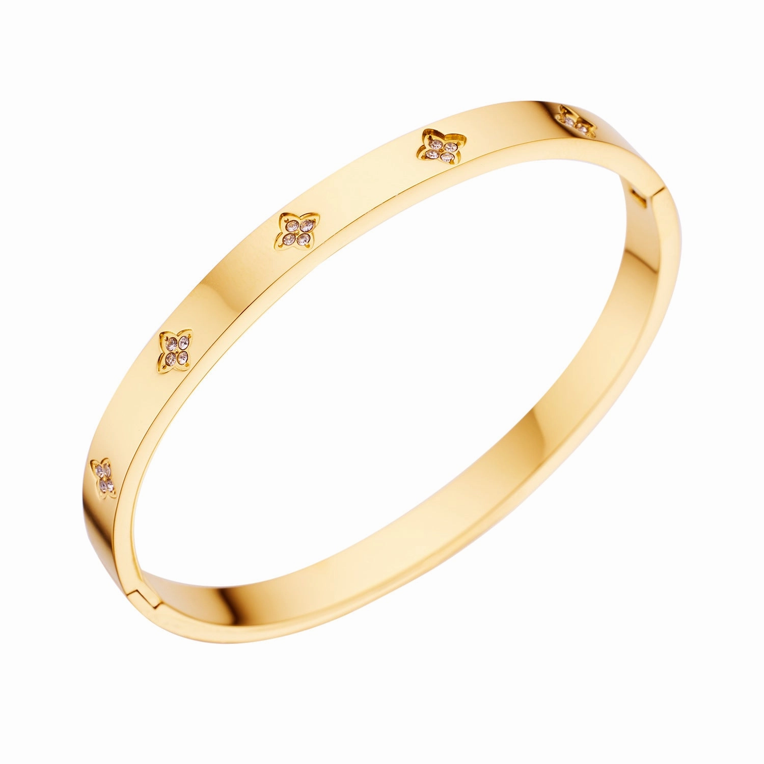 Wholesale Titanium Steel Electroplated 18K Gold Rose Gold Zircon Bracelet