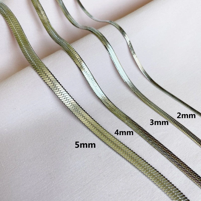 Wholesale Titanium Steel Flat Snake Bone Stainless Steel Gold Necklace