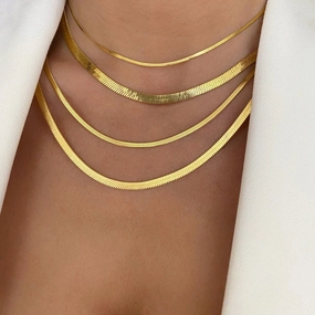 Wholesale Titanium Steel Flat Snake Bone Stainless Steel Gold Necklace