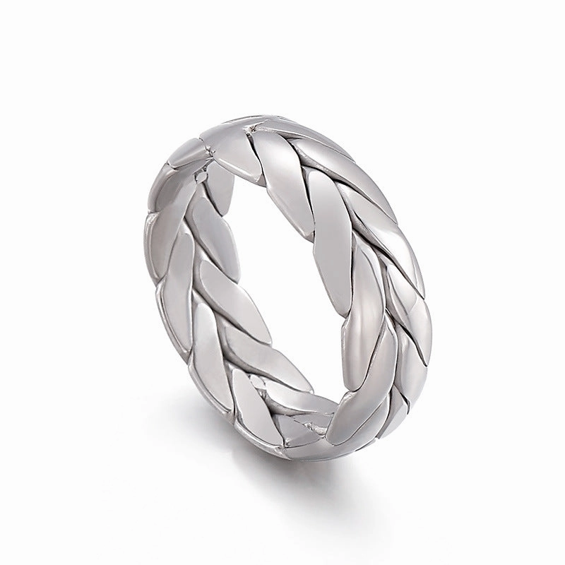Wholesale Titanium Steel Gilded Leaf Texture Rings
