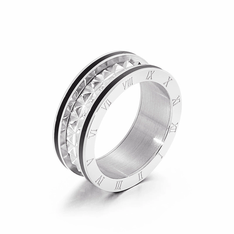 Wholesale Titanium Steel Gilded New Roman Numerals Ring
