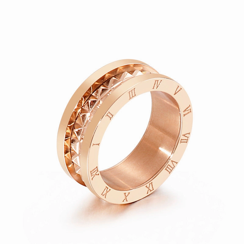 Wholesale Titanium Steel Gilded New Roman Numerals Ring
