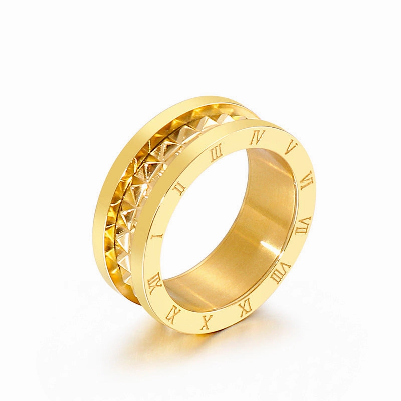Wholesale Titanium Steel Gilded New Roman Numerals Ring