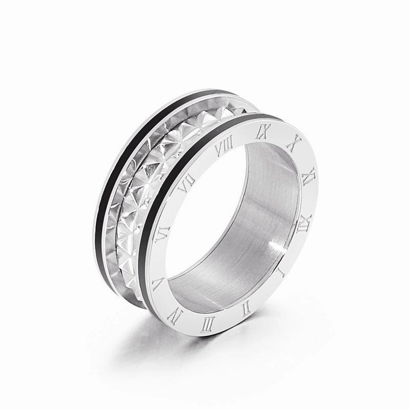 Wholesale Titanium Steel Gilded New Roman Numerals Ring