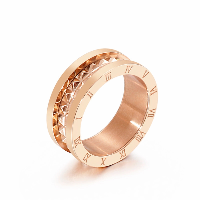 Wholesale Titanium Steel Gilded New Roman Numerals Ring