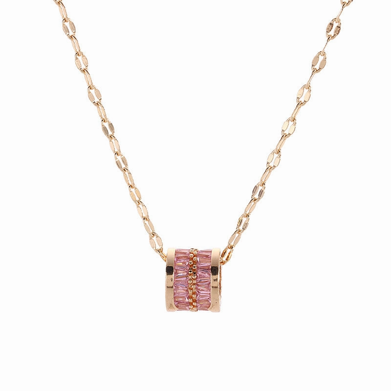Wholesale Titanium steel gold full diamond necklace gold-plated clavicle chain