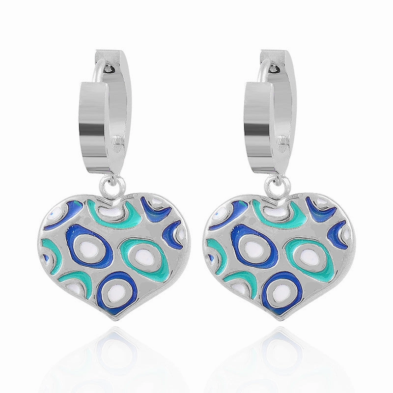 Wholesale Titanium Steel Gold Heart Pendant Necklace Earrings Set