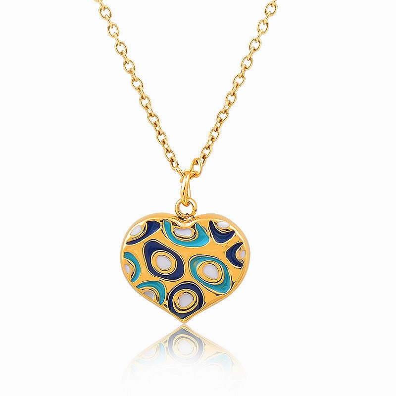 Wholesale Titanium Steel Gold Heart Pendant Necklace Earrings Set