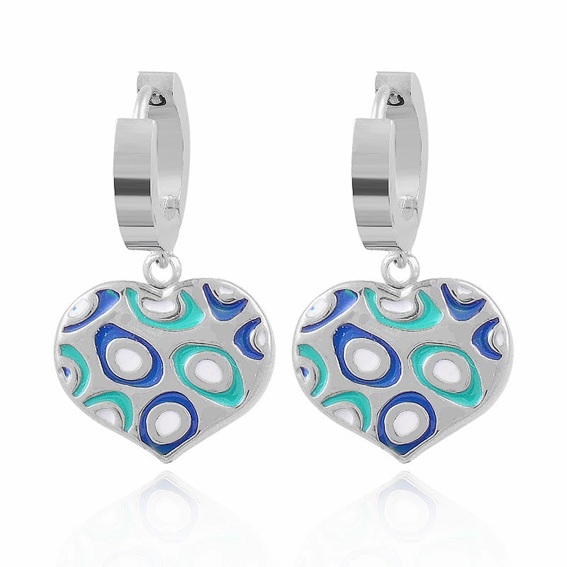 Wholesale Titanium Steel Gold Heart Pendant Necklace Earrings Set