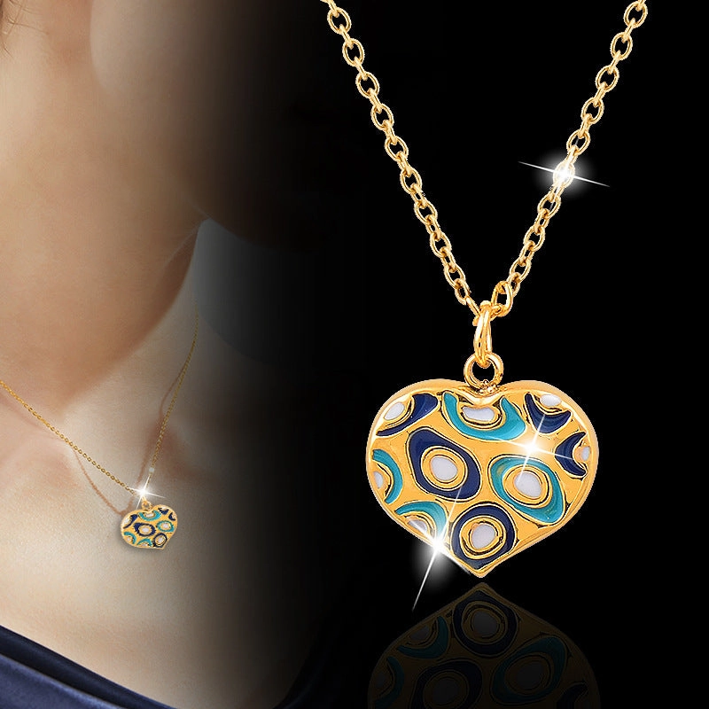 Wholesale Titanium Steel Gold Heart Pendant Necklace Earrings Set