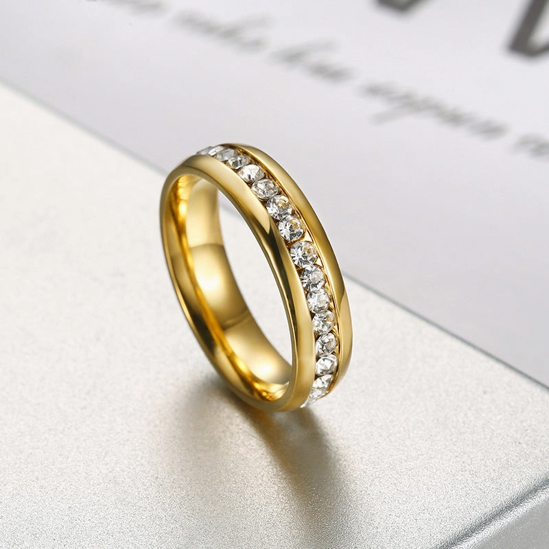 Wholesale Titanium steel gold plated Diamond Women's Ring