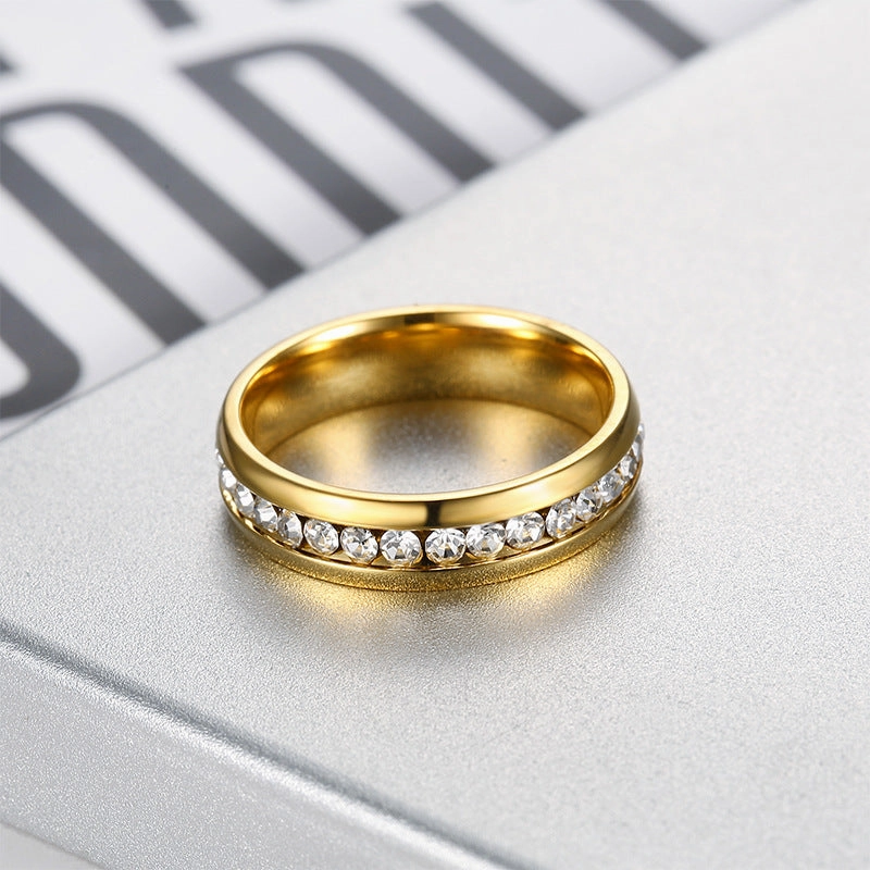 Wholesale Titanium steel gold plated Diamond Women's Ring