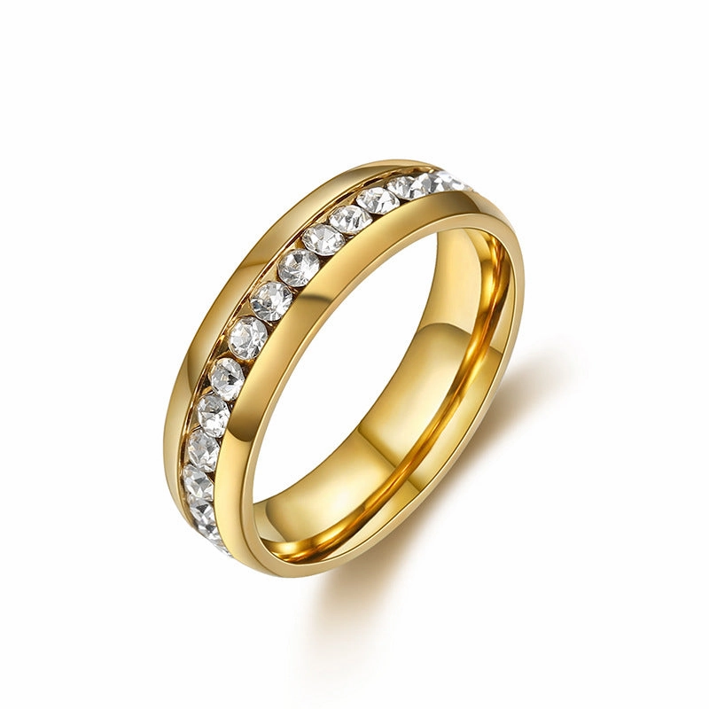 Wholesale Titanium steel gold plated Diamond Women's Ring