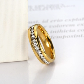 Wholesale Titanium steel gold plated Diamond Women's Ring