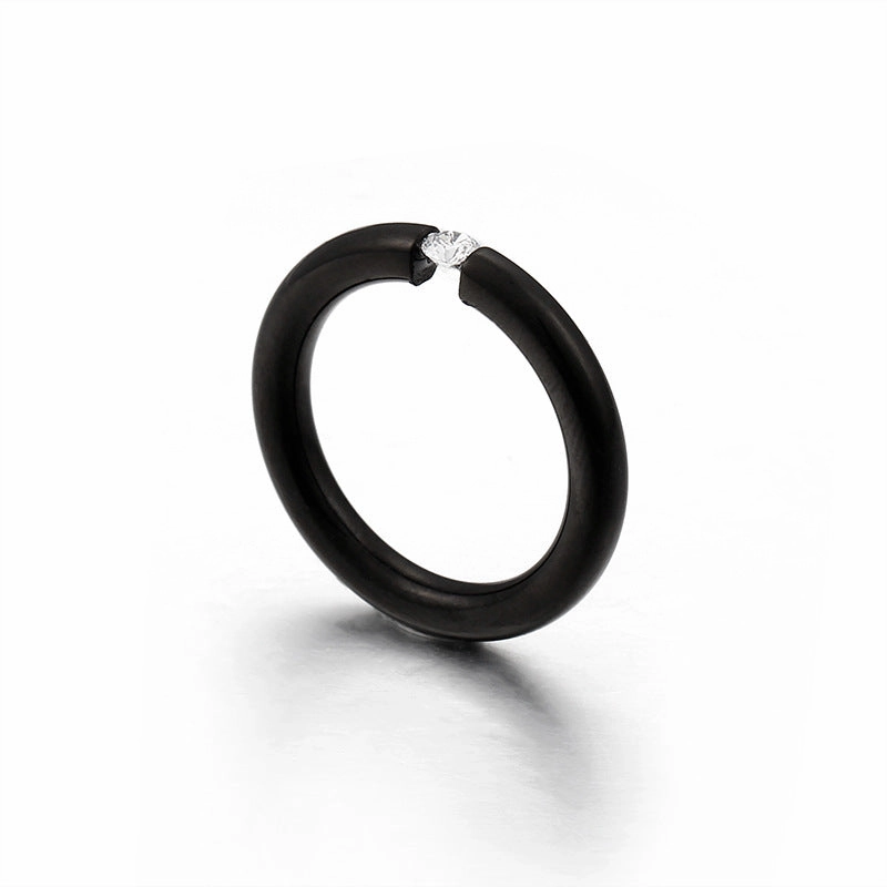 Wholesale Titanium Steel Gold-plated Zirconium Diamond Ring Personality Ring