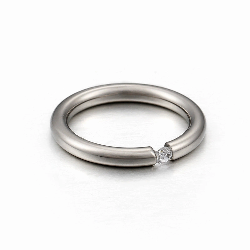 Wholesale Titanium Steel Gold-plated Zirconium Diamond Ring Personality Ring