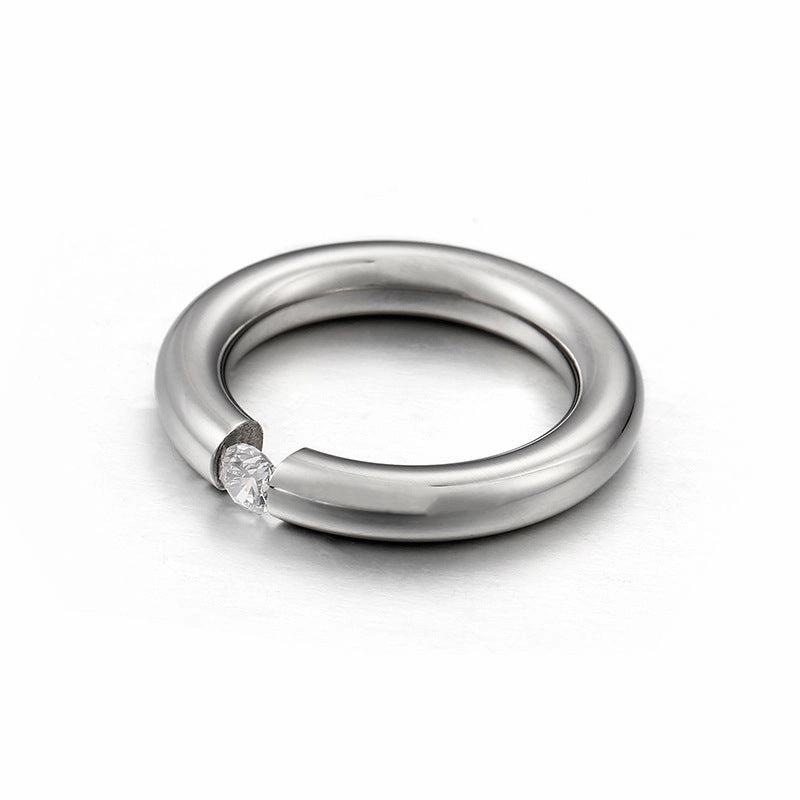 Wholesale Titanium Steel Gold-plated Zirconium Diamond Ring Personality Ring