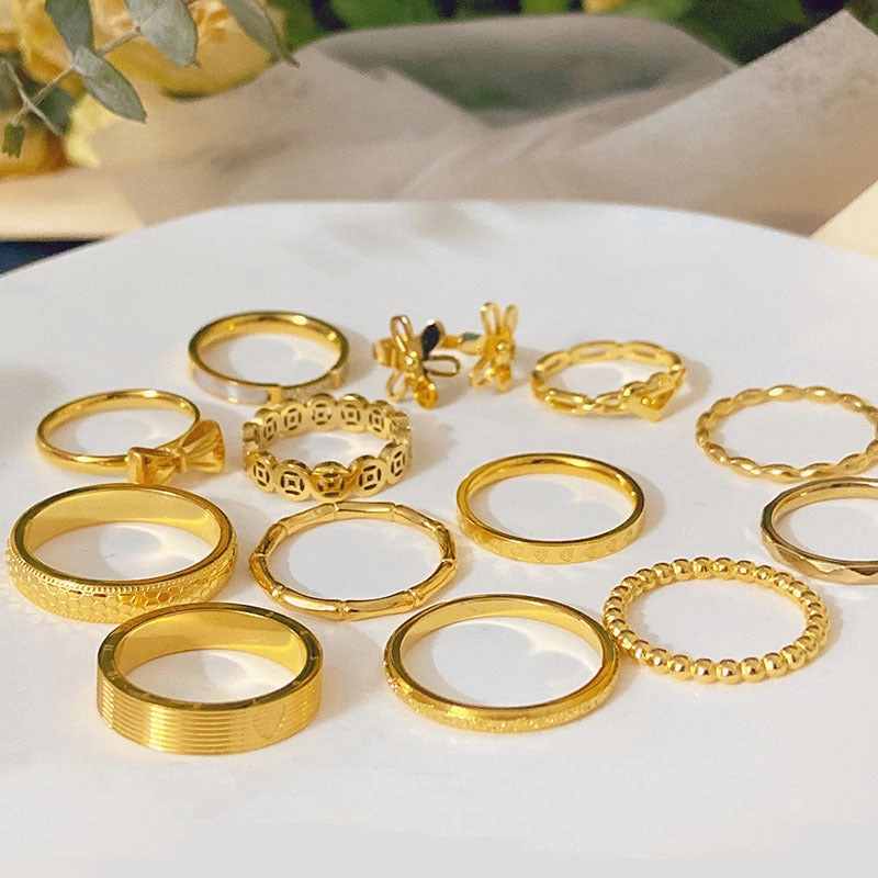 Wholesale Titanium Steel Gold Ring