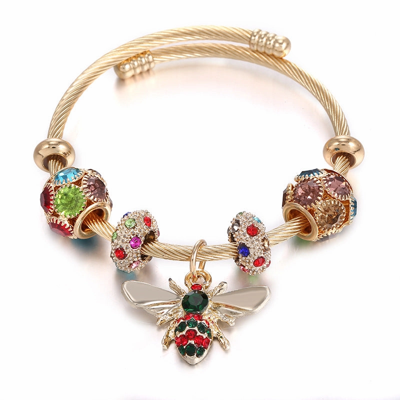 Wholesale Titanium Steel Gold Silver Adjustable Bee Shiny Bracelet