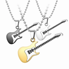 Wholesale Titanium Steel Guitar Pendant Clavicle Necklace