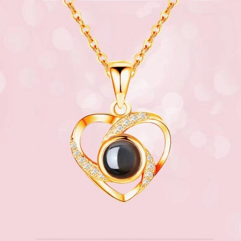 Wholesale Titanium Steel Heart Projection Necklaces
