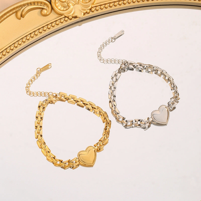 Wholesale Titanium steel heart strap thick chain bracelet