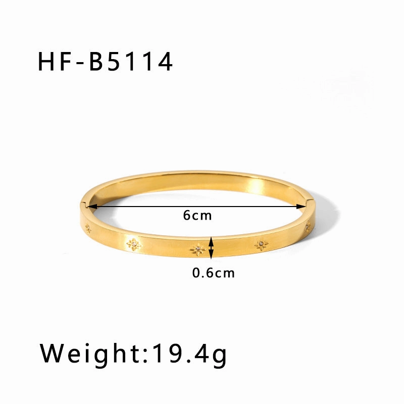 Wholesale Titanium Steel Inlaid Zircon Retro Wide Edge Full Diamond Plated 18K Real Gold Irregular Bracelet