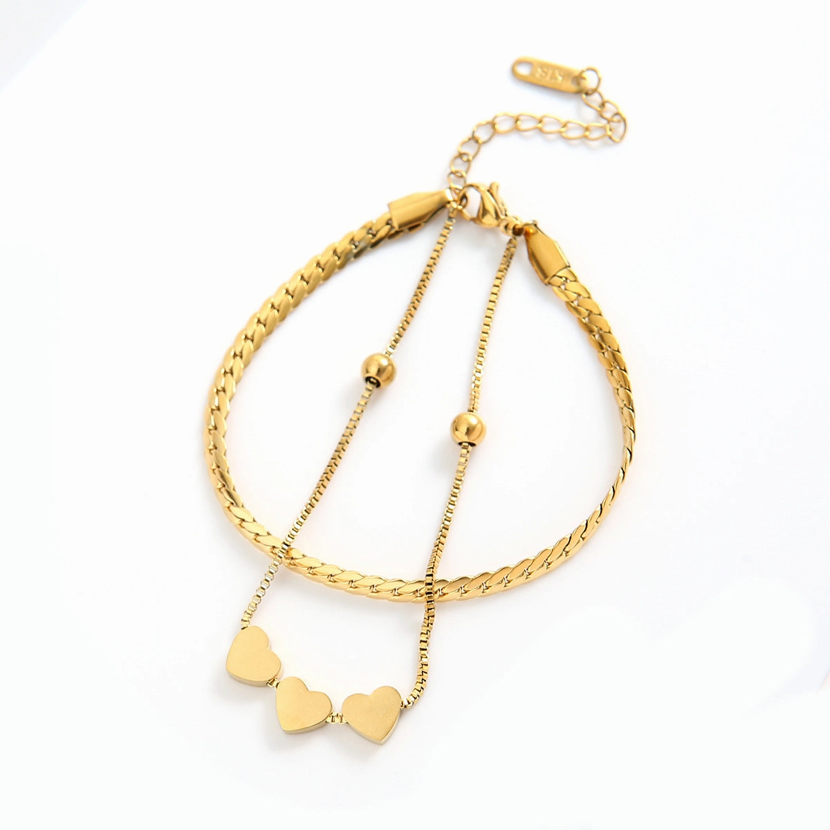 Wholesale Titanium Steel Love Double Layer Bracelet