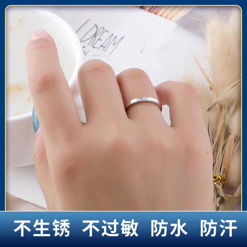 Wholesale Titanium Steel Luxury Diamond Ring