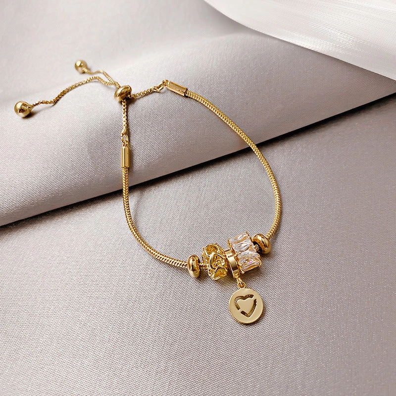 Wholesale Titanium Steel Micro-Inlaid Adjustable Bracelet