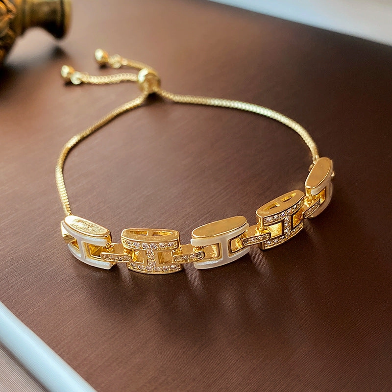 Wholesale Titanium Steel Micro-Inlaid Adjustable Bracelet