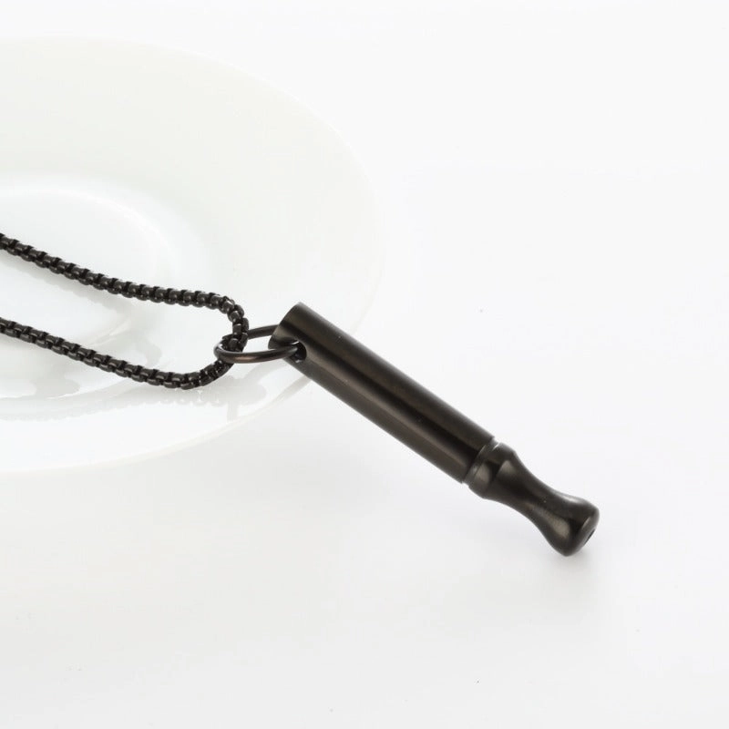 Wholesale Titanium Steel Mindfulness Breathing Meditation Calming Waist Round Tube Whistle Stress Relief Necklaces