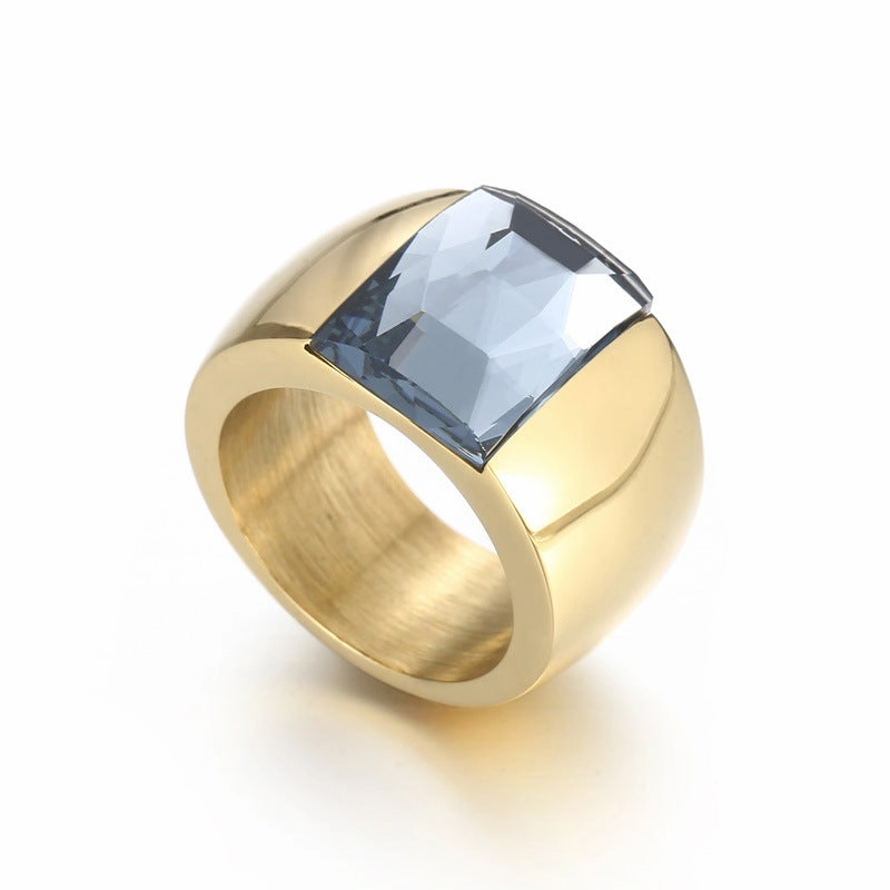 Wholesale Titanium Steel Multi-color Personality Simple Fashion Atmosphere Glass Wide Face Rings
