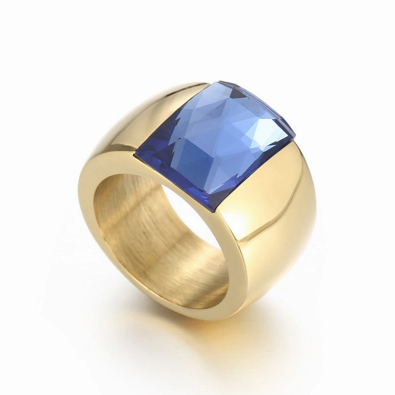 Wholesale Titanium Steel Multi-color Personality Simple Fashion Atmosphere Glass Wide Face Rings