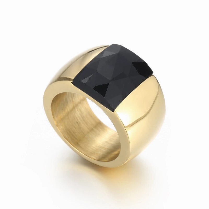Wholesale Titanium Steel Multi-color Personality Simple Fashion Atmosphere Glass Wide Face Rings
