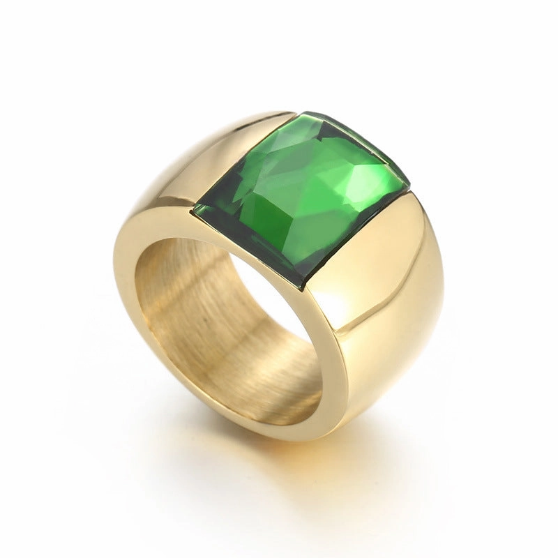 Wholesale Titanium Steel Multi-color Personality Simple Fashion Atmosphere Glass Wide Face Rings