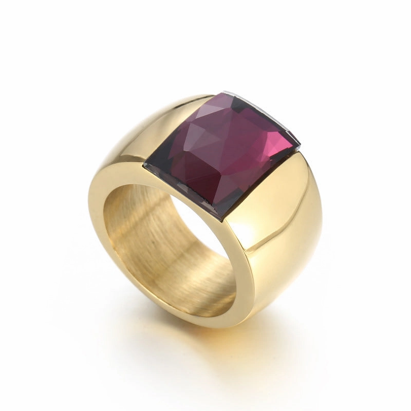 Wholesale Titanium Steel Multi-color Personality Simple Fashion Atmosphere Glass Wide Face Rings