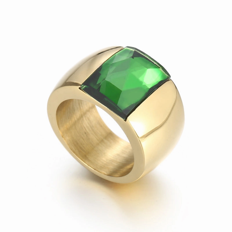 Wholesale Titanium Steel Multi-color Personality Simple Fashion Atmosphere Glass Wide Face Rings