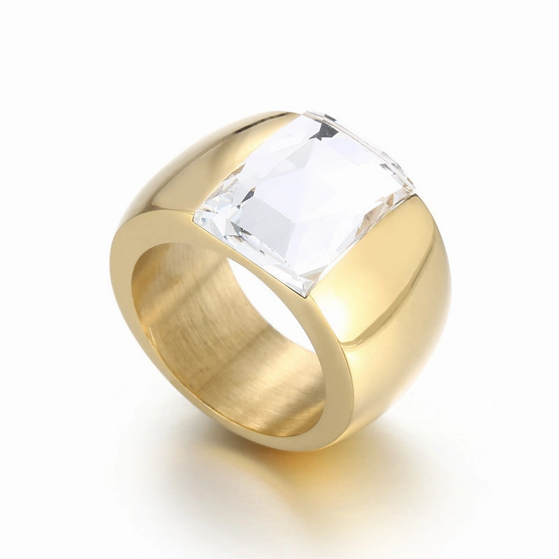 Wholesale Titanium Steel Multi-color Personality Simple Fashion Atmosphere Glass Wide Face Rings