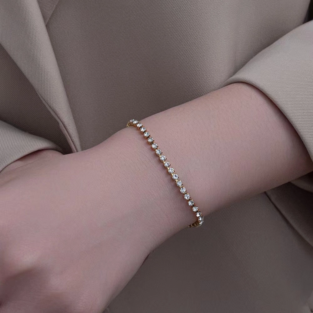 Wholesale Titanium Steel Multi-row Diamond Micro-paved Zirconia Bracelet