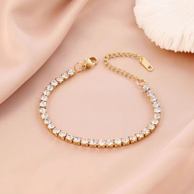 Wholesale Titanium Steel Multi-row Diamond Micro-paved Zirconia Bracelet