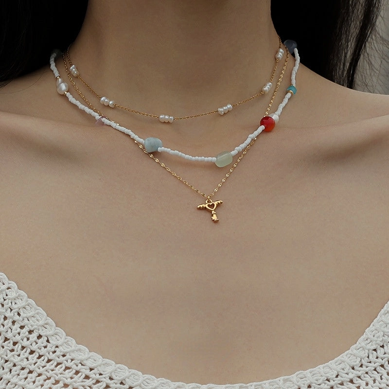 Wholesale Titanium Steel Natural Stone Pearl Necklaces