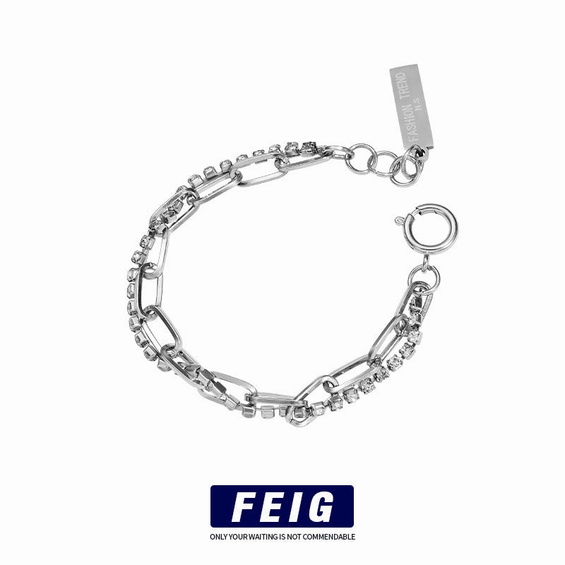 Wholesale Titanium Steel Non-fading Double Layer Diamond Bracelet