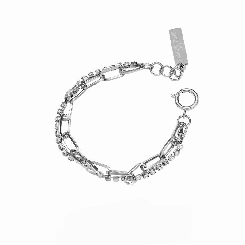 Wholesale Titanium Steel Non-fading Double Layer Diamond Bracelet