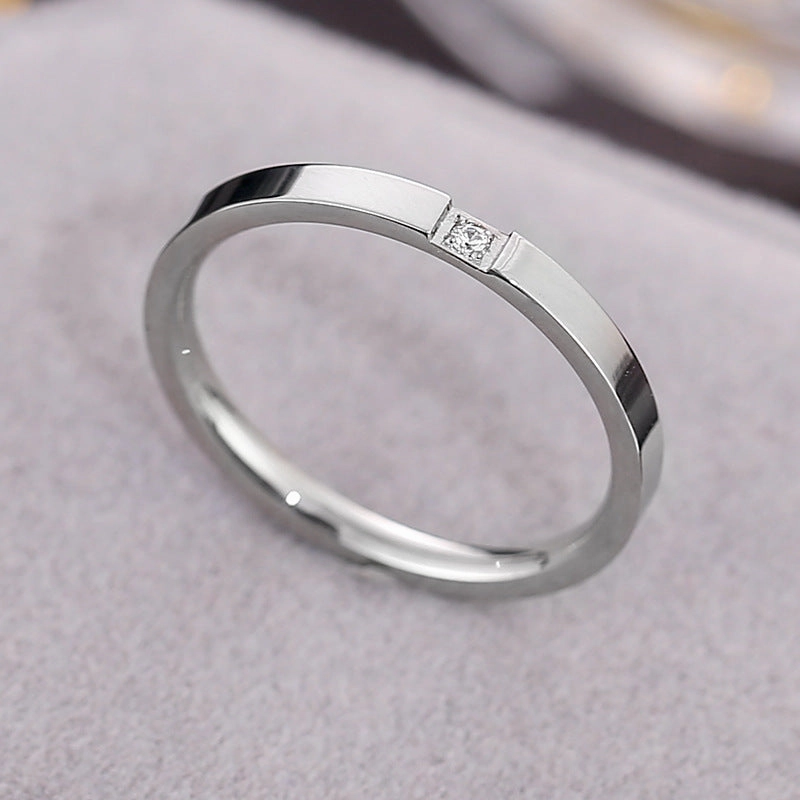 Wholesale Titanium Steel One Diamond Rose Gold Ring