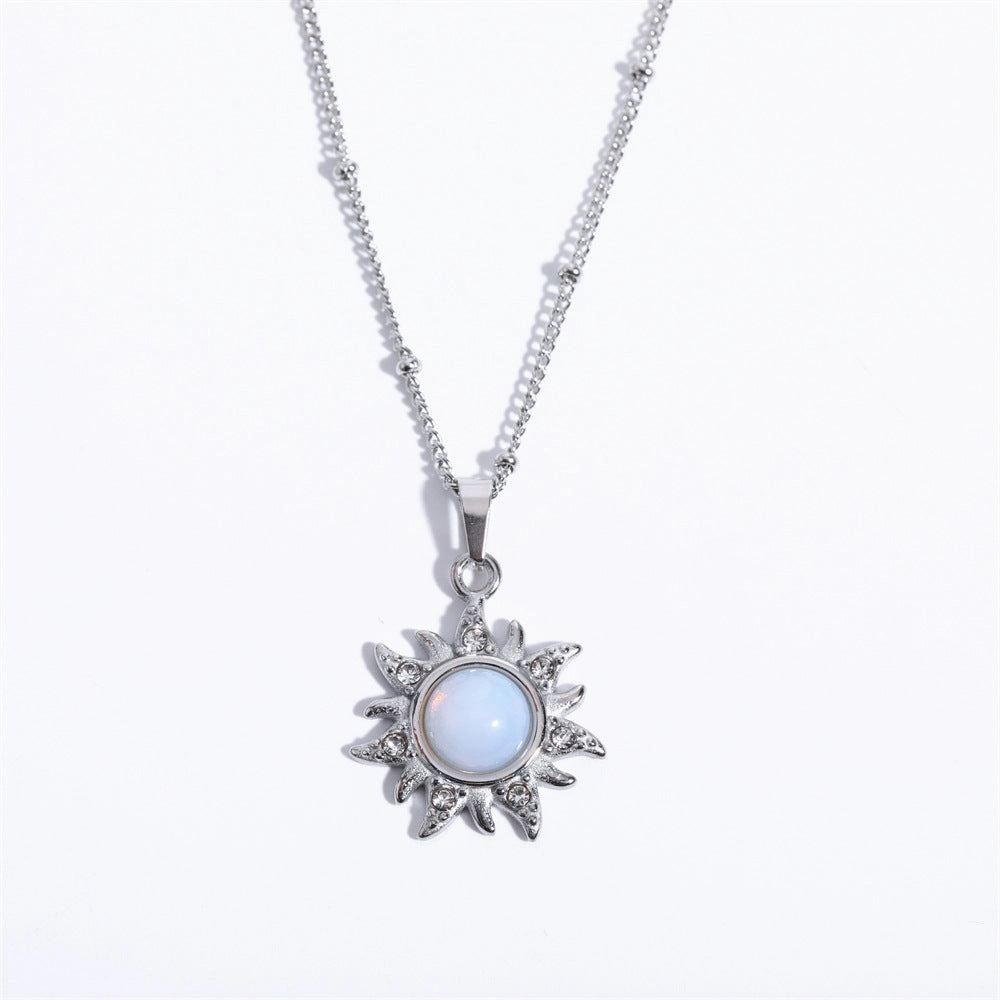 Wholesale Titanium Steel Opal Abstract Sun Pendant