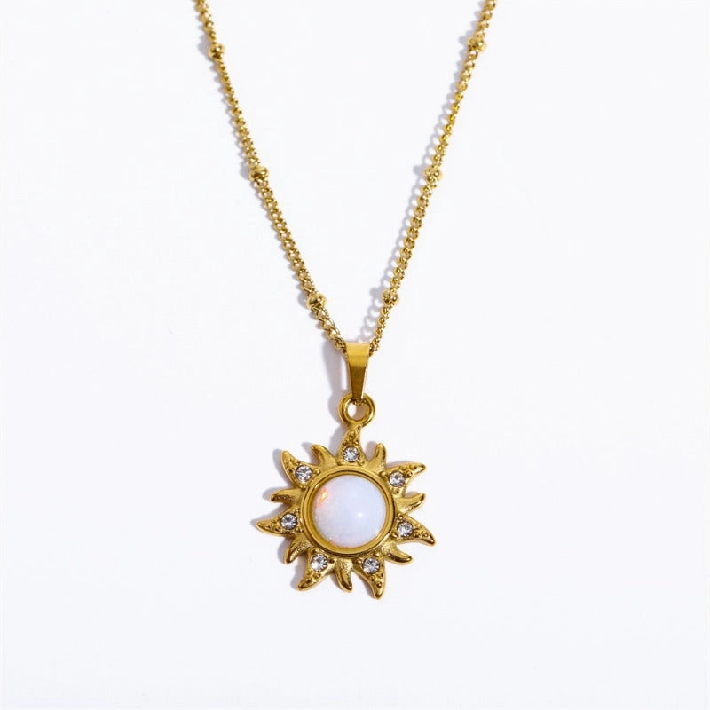 Wholesale Titanium Steel Opal Abstract Sun Pendant