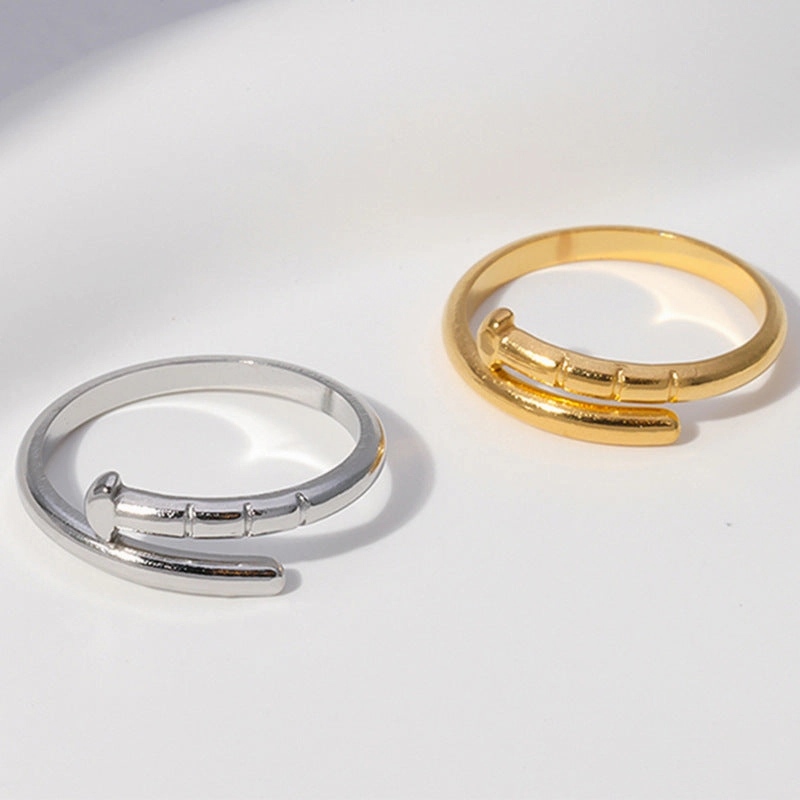 Wholesale Titanium Steel Open Stainless Steel Nails Adjustable Simple Ring