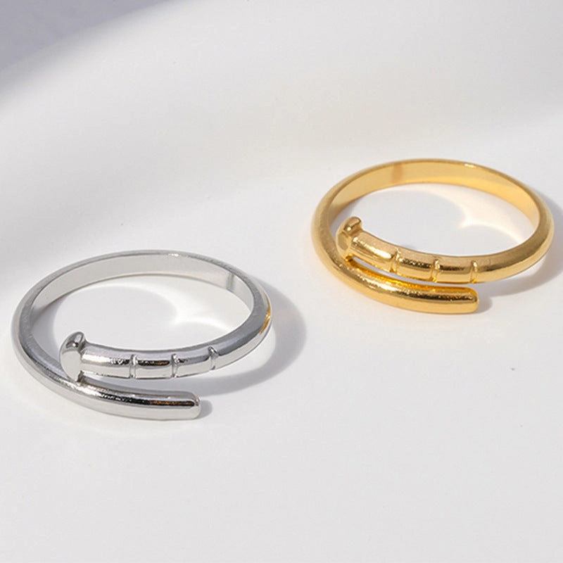 Wholesale Titanium Steel Open Stainless Steel Nails Adjustable Simple Ring